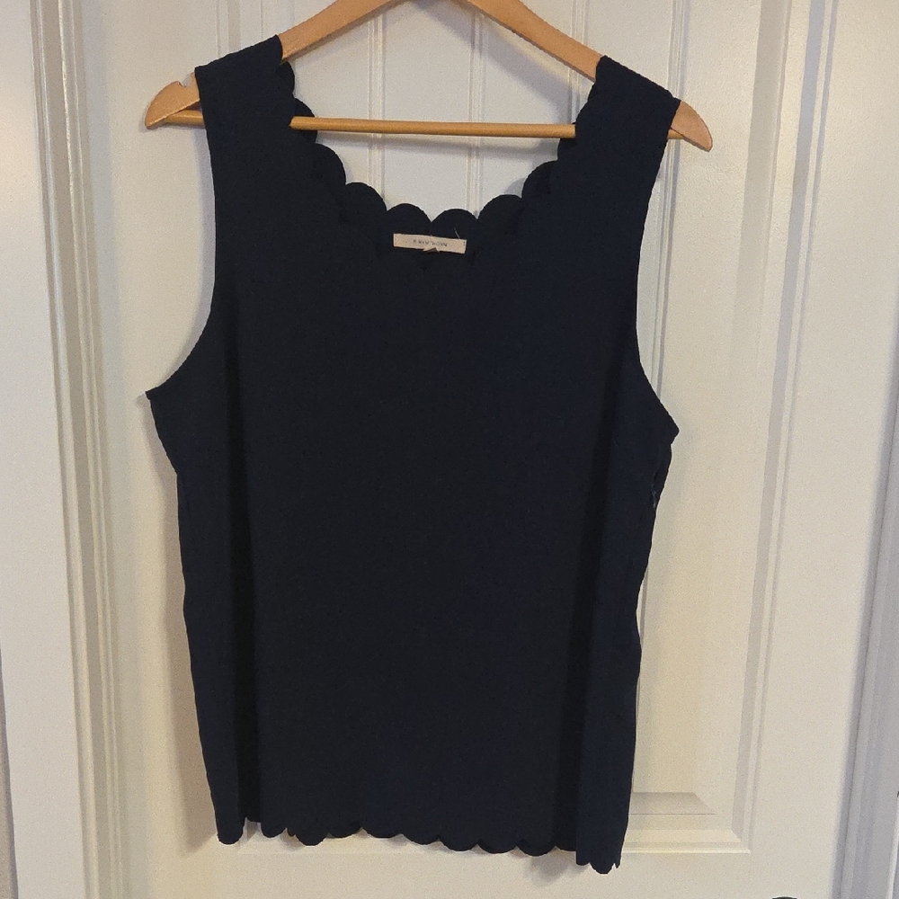 41 Hawthorn Midnight Blue Scalloped Tank Top